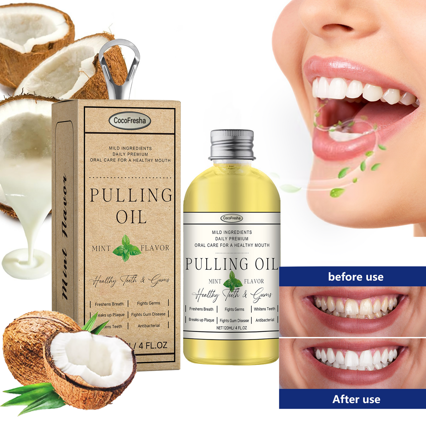 POWERFUL ORGANIC COCONUT + PEPPERMINT PULLING OIL